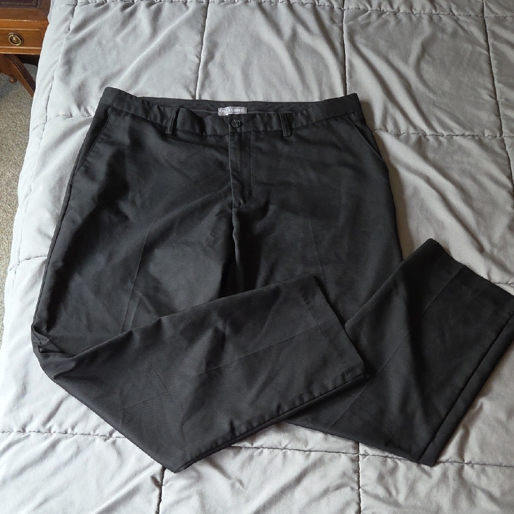 Falls Creek Mens Black Dress Pants with Smooth Cotton Blend